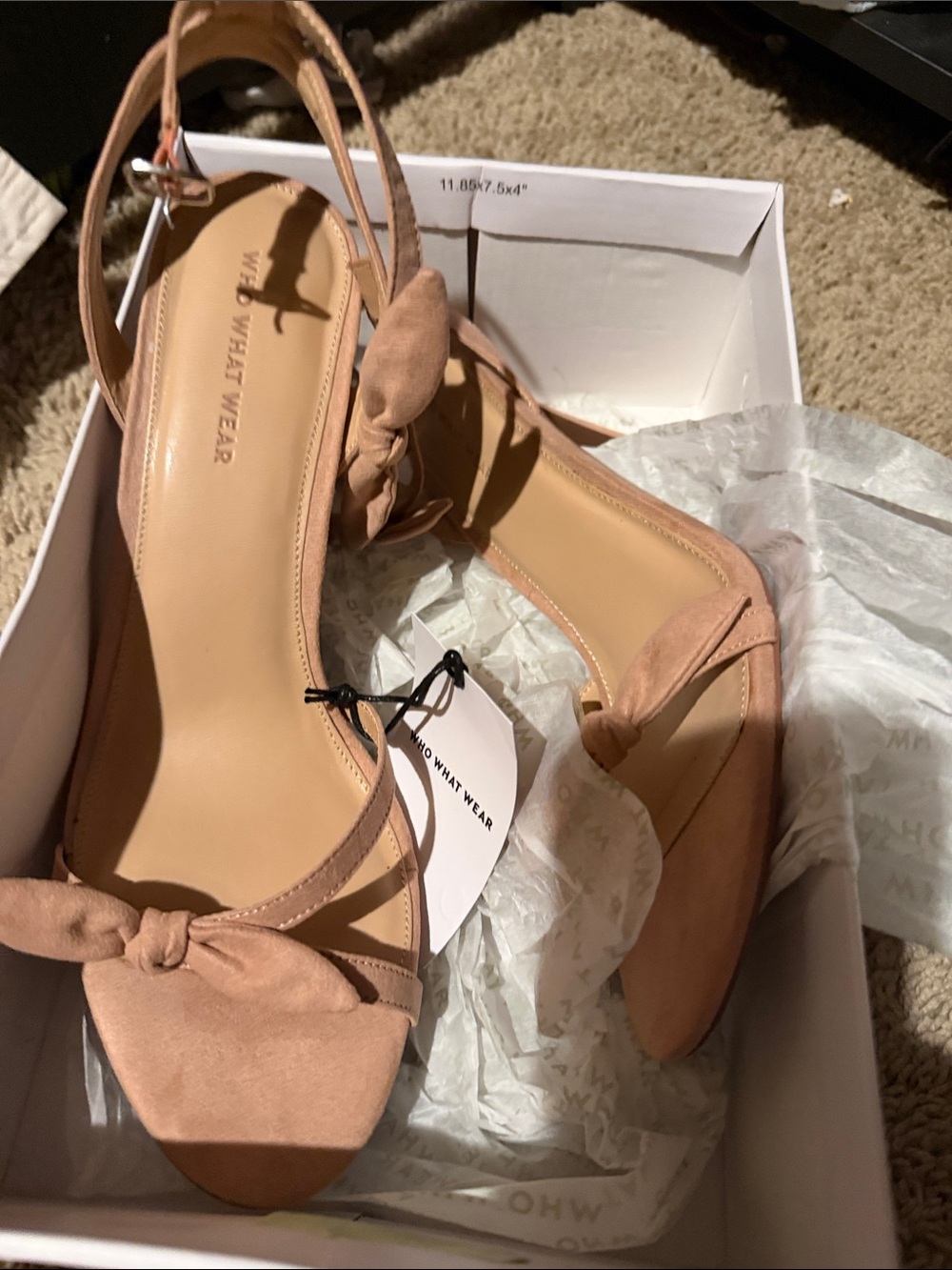 Who What Wear Blush Knot Ankle-Strap Heels